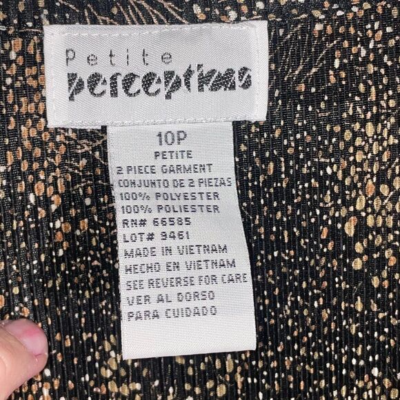 Vintage Petite Perceptions Micro Pleated Maxi Dress Animal Print Size 10P - Picture 4 of 9